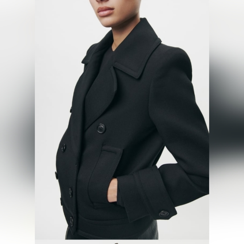 Zara ZW Collection Double Breasted Wool Blend Coat